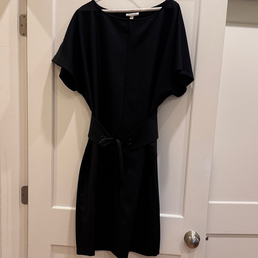 Prologue Black Midi Dress with Tie Waist
